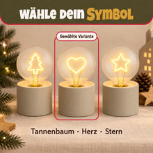 Carica l'immagine nel visualizzatore di Gallery, MIJOMA Lampada da tavolo a LED con lampadina, luce d'atmosfera con base in cemento, funzionamento a batteria, luce decor