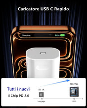 Carica l'immagine nel visualizzatore di Gallery, Caricatore per iPhone 17/17 Air/17 Pro/17 Pro Max, iPhone 16 15 Pro Max Plus, iPad 10/11 Generazione, 27W USB C Caricabatterie Alimentatore Presa Spina Rapido con Cavo 2M