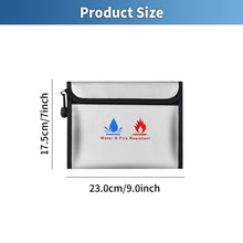 Carica l'immagine nel visualizzatore di Gallery, Borsa per documenti ignifuga 23 x 17.5cm impermeabile e ignifuga, 2 pezzi, per documenti, denaro, passaporto, file banca