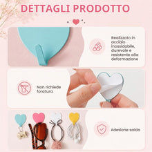 Carica l'immagine nel visualizzatore di Gallery, 8 Pezzi Ganci Adesivi a Forma di Cuore,HMCEY Ganci Asciugamani Doccia