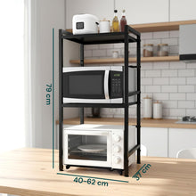 Carica l'immagine nel visualizzatore di Gallery, Avilia Scaffale Cucina Espandibile 3 Ripiani, Porta Microonde con 6 Ganci