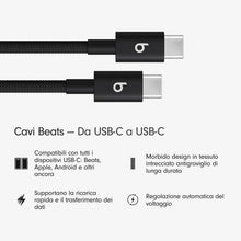 Carica l'immagine nel visualizzatore di Gallery, Beats da USB-C a USB-C Cavo in tessuto intrecciato, ricarica rapida, resistente e antigroviglio, caricatore compatibile 
