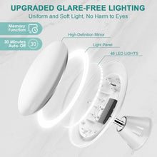 Carica l'immagine nel visualizzatore di Gallery, Auxmir Specchio Ingranditore 10X, Specchio Trucco con Luci a 46 LED, 3 Colori di Luce, Luminosità Regolabile, Ricaricabile, Rotazione a 360°, Potente Ventosa, 20CM