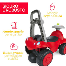 Carica l&#39;immagine nel visualizzatore di Gallery, Chicco Billy Walk&amp;Ride Eco+, Primi Passi Girello e Cavalcabile 2in1, Assemblaggio Semplice Manubrio Ergonomico, Ruote Larghe, Suoni e Luci di Guida, in Plastica Riciclata, Bambini 12-36 Mesi, Rosso