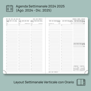 POPRUN Agenda 2024 2025 Settimanale Verticale 22 x 16,5 cm, Diario Scuola 17 Mesi da Ago.2024 a Dic.2025, Copertina Rigida, Carta Spessa da 80 GSM, Rosa Chiaro