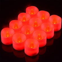 Carica l'immagine nel visualizzatore di Gallery, PChero Set di 12 lumini a LED rossi senza fiamma, a batteria, con timer di 6 ore, per la decorazione della stanza, della