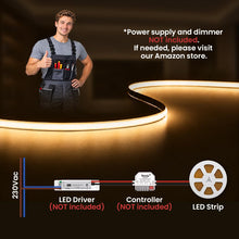 Carica l'immagine nel visualizzatore di Gallery, illuburg 24V Striscia LED COB Bianco Caldo 2700K 10m 400LED/m CRI90+ Dimmerabile Autoadesiva Banda Barra Strip Luminosa