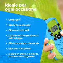 Carica l'immagine nel visualizzatore di Gallery, NK Walkie-Talkie per Bambini di 4 5 6 7 8 9 Anni (Batterie Incluse) - Lunga Distanza 3km, Display LED, 22 Canali, Giocattolo per Bambini con Torcia, Regalo di Natale Compleanno, Colore Blu/Verde