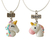 Carica l'immagine nel visualizzatore di Gallery, Lovelegis Due Collane Unicorno Bambina - Amicizia - Best Friends - Migliori Amiche per 2 - Kawaii X 2 - BFF - Coppia - Ciondoli - Idea regalo - Laccio bianco
