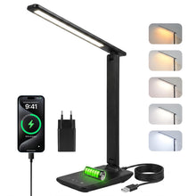 Carica l'immagine nel visualizzatore di Gallery, Carehabi Lampada da scrivania a LED, lampada da tavolo dimmerabile, lampada scrivania a LED ricaricabile con 5 colori e 
