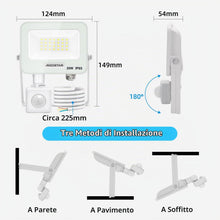Carica l'immagine nel visualizzatore di Gallery, Aigostar 20W Faretto LED da Esterno con Sensore di Movimento，2 pezzi， Bianco，1650 LM，Bianco Freddo 6500K，IP65 Impermeabi