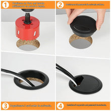 Carica l'immagine nel visualizzatore di Gallery, Flintronic Passacavi Scrivania, Con 60mm Seghe A Tazza, 6pz-60mm(Nero)