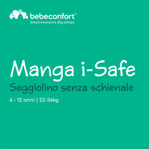 Bebeconfort Manga i-Safe Rialzo Auto, Alzatina auto per bambini 6-12 anni, 125-150 cm, Seggiolino auto leggero e compatto, Seduta imbottita, colore Full Sunset