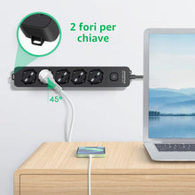 Carica l'immagine nel visualizzatore di Gallery, Aigostar Multipresa Ciabatta Elettrica a 5 Posti Presa con Interruttore, 250v/3680W Cavo 5m. Nero