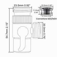 Carica l'immagine nel visualizzatore di Gallery, CIENCIA Valvola a 3 vie Diverter in ottone rubinetto valvola di commutazione con adattatore M22 a M24, pezzi di ricambio