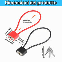 Carica l'immagine nel visualizzatore di Gallery, 2 lucchetti in corda d'acciaio con chiavi e corda in acciaio