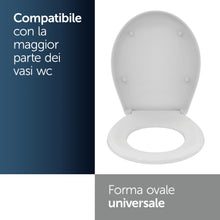 Carica l'immagine nel visualizzatore di Gallery, Ideal Standard Eurovit Sedile WC universale, sedile WC ovale resistente, resistente ai raggi UV e con portata fino a 150 kg, in robusto duroplast – Bianco (370x440 mm)