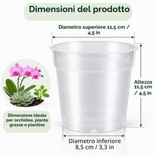 Carica l'immagine nel visualizzatore di Gallery, 10 Vasi Trasparenti per Orchidee Ø11,5 cm con Fori di Drenaggio