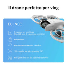 Carica l&#39;immagine nel visualizzatore di Gallery, DJI Neo, mini drone con fotocamera UHD 4K per adulti, 135g drone follow me che mi segue, decollo dalla mano, tracciamento IA del soggetto, QuickShot, video stabilizzati, (senza radiocomando)