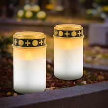 Carica l'immagine nel visualizzatore di Gallery, 6 candele a LED per tomba, 7 x 12,3 cm, impermeabili, a LED, per esterni (bianco)