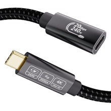 Carica l'immagine nel visualizzatore di Gallery, 240W Prolunga USB C 1m,Prolunga USB C 3.2 Gen2 20Gbps,Cavo di Prolunga USB Type C 4K@144Hz 5K@60Hz Maschio a Femmina per