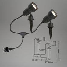 Carica l'immagine nel visualizzatore di Gallery, BRILONER - Set di 2 lampade da esterni con 2 lampadine LED GU10 3 W 250 lm, con filtro di colore arancione, verde, con p