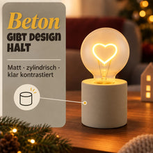Carica l'immagine nel visualizzatore di Gallery, MIJOMA Lampada da tavolo a LED con lampadina, luce d'atmosfera con base in cemento, funzionamento a batteria, luce decor