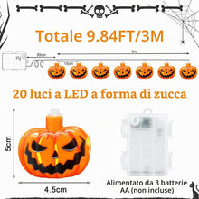 Carica l'immagine nel visualizzatore di Gallery, Zucca di Luci Stringa Halloween, Halloween Luci Stringa, 3Meters 20 LED Lanterna Zucca Stringa, per Interni ed Esterni, 