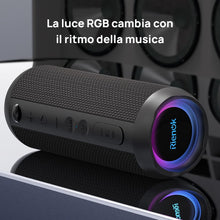 Carica l&#39;immagine nel visualizzatore di Gallery, RIENOK Cassa Bluetooth Portatile Potente 30W IPX7 Impermeabile Altoparlante Bluetooth, Bassi Potenti, Luce LED, AUX &amp; Micro SD