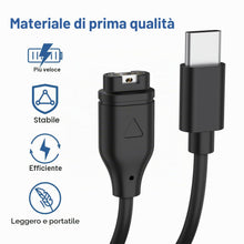 Carica l'immagine nel visualizzatore di Gallery, Type C Caricatore per Garmin Fenix 8 E 7 6 5 Forerunner 955 965 45 265 165 Approach S60 X10 Quatix Vivomove Instinct 50c