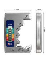 Carica l'immagine nel visualizzatore di Gallery, Testatore universale per batterie con display LCD per AA, AAA, N, C, D, 9V, pile a bottone 1,55V e mini pile