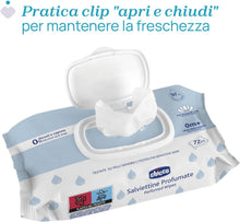 Carica l'immagine nel visualizzatore di Gallery, Chicco Salviette Neonato Megapack da 864 Salviette, Detergenti Multiuso Con Clip, Senza Alcool, Profumate, Adatte per Pelli Sensibili, con flip 2024, 12 Confezioni da 72 Salviettine