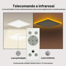 Carica l'immagine nel visualizzatore di Gallery, Bowfar Plafoniera LED, Lampada da Soffitto 24W 2800LM con Telecomando Dimmerabile 3000K-6500K, Luce notturna 1800K Ambra