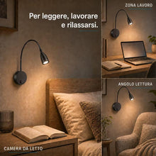 Carica l'immagine nel visualizzatore di Gallery, ledmo 2 Pezzi Lampade da Lettura LED a Parete 3W 3000K Nere Flessibili 360°