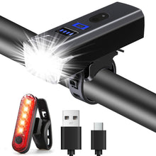 Carica l'immagine nel visualizzatore di Gallery, Chasinglee Luci Bici Ricaricabili USB,Luci Bicicletta LED Potenti Super Luminoso 2000 Lumens Luce Bici Anteriore e Posteriore ，Impermeabile IPX5 Set di luci per Bicicletta per Strada e Montagna