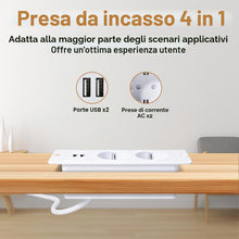Carica l'immagine nel visualizzatore di Gallery, Multipresa da Tavolo a Scomparsa, Presa da Incasso con 2 Prese e 2 USB, Cavo da 1,5 m, per Piano di Lavoro, Tavolo da Co
