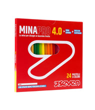 Carica l'immagine nel visualizzatore di Gallery, Seven Set Matite Colorate - Scatola da 24 pz - Confezione Pastelli Scuola, Ufficio - MINA 4.0 - Spazio Etichetta Nome