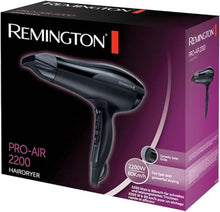 Carica l&#39;immagine nel visualizzatore di Gallery, Remington Asciugacapelli 2200W, Leggero, Con Ioni per risultati piu Luminosi e meno Crespi, Bacchetta per styling, 3 livelli di riscaldamento e 2 di ventola, livelli di raffreddamento,Pro-Air D5210