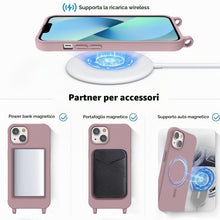 Carica l'immagine nel visualizzatore di Gallery, AOMYKE Magnetica Cover per iPhone 13 / iPhone 14 con Cordino, [Compatibile con MagSafe] Custodia con Laccio Collana Trac