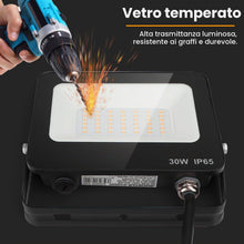Carica l'immagine nel visualizzatore di Gallery, Aigostar- Faretto led 30W da Esterno bianco naturale,super illuminoso da 2450 lumen e 4000k. Impermeabile IP65 per corti