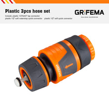 Carica l'immagine nel visualizzatore di Gallery, GRIFEMA GE1103 Kit connettore per tubo da giardino con connettore Waterstop da 1/2", attacco rapido da 1/2" e raccordi femmina Premium da 1/2" - 3/4" Grigio - Arancione[Esclusiva Amazon]