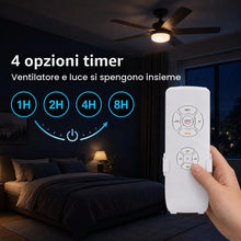 Carica l'immagine nel visualizzatore di Gallery, QIACHIP Ventilatore da soffitto e luci kit ricevitore con controllo remoto wireless 4 temporizzazioni e 3 velocità