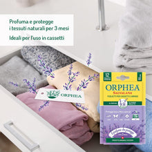 Carica l'immagine nel visualizzatore di Gallery, Orphea Salvalana, Foglietti per Cassetti e Armadi, Protegge Lana e Vestiti Tutta la Stagione, Profumo di Lavanda, agisce per 12 settimane - 15 Foglietti Emanatori