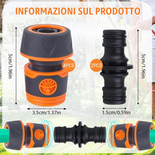 Carica l'immagine nel visualizzatore di Gallery, 4 Pezzi Raccordi per Tubo da Giardino 3/4 pollice,con accessori di collegamento per Rubinetto di casa, Collegamento Rapi
