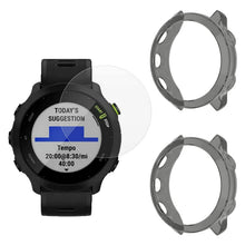 Carica l'immagine nel visualizzatore di Gallery, MWOOT Compatibile con Garmin Forerunner 55 Smartwatch Pellicole in Vetro Temperato 4 Pezzi e Custodie Protezione in Sili