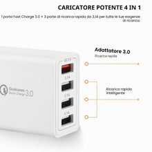 Carica l'immagine nel visualizzatore di Gallery, Caricatore USB da 2 Pezzi, Adattatore di Ricarica USB a 4-Porte con Caricatore Rapido Intelligente QC 3.0 da 33W Multipl