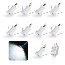 Carica l'immagine nel visualizzatore di Gallery, Mini Faretti Led Da Incasso 12V 1W IP65 9Pz Bianco Fredda 6000K 120°
