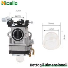 Carica l'immagine nel visualizzatore di Gallery, 15mm Carburatore per Decespugliatore 43cc 49cc 52cc compatibile con Florabest Decespugliator Multifunzione con Efco Dece