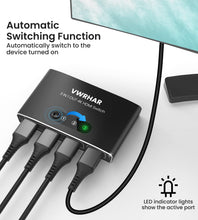 Carica l'immagine nel visualizzatore di Gallery, Sdoppiatore HDMI, 4K@60Hz HDR Switch HDMI 3 In 1 Out con Telecomando, Alluminio HDMI Switch Supporta 4K/3D/HDCP1.4/UHD/1080P, Splitter HDMI per TV, PC, Fire Stick, PS5/4/3, Xbox, Blu-Ray, DVD Player