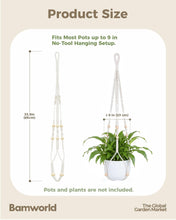 Carica l'immagine nel visualizzatore di Gallery, Bamworld Portavasi Sospeso Macrame per Piante da Interno 85 cm, Cesto Appendibile con Perline Legno, Senza Nappe Decoraz
